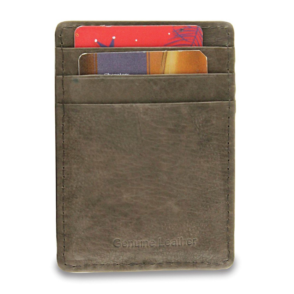 FB JEWELS Genuine Brown Leather Card Holder with Money Clip - Slim RFID Blocking Wallet for Men, Perfect for Business Cards & Cash (Ideal for Office, Travel & Everyday Use)