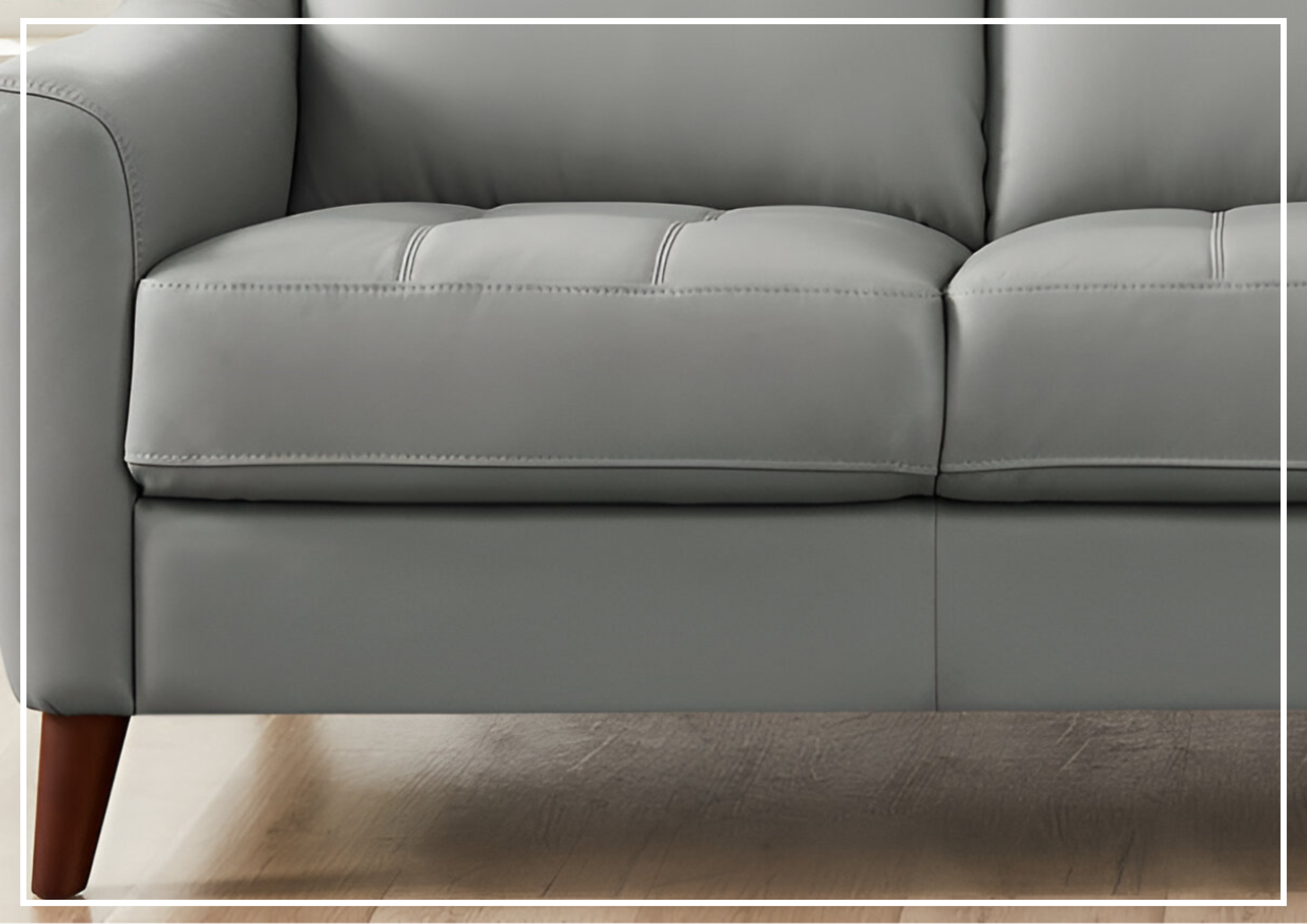 Hydeline Ersa 3-Seater Genuine Leather Sofa with Soft Slope Arms - Modern Living Room Furniture for Home, Office & Lounge Comfort