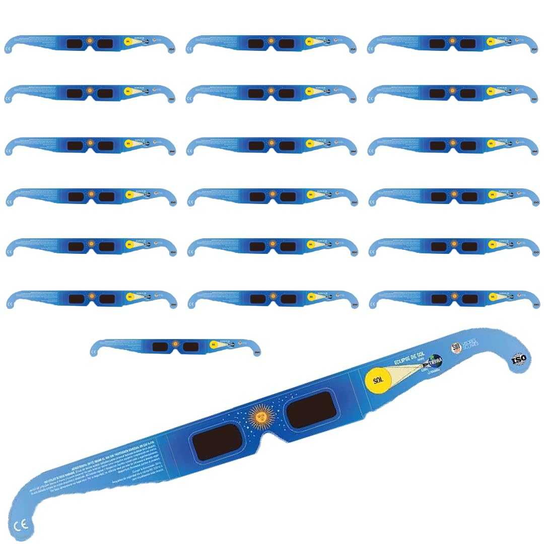 20 Pack Bulk Premium Solar Eclipse Glasses - CE & ISO Certified Safe Viewing Glasses for 2024 Solar Eclipse - Perfect for Schools, Events & Astronomy Enthusiasts