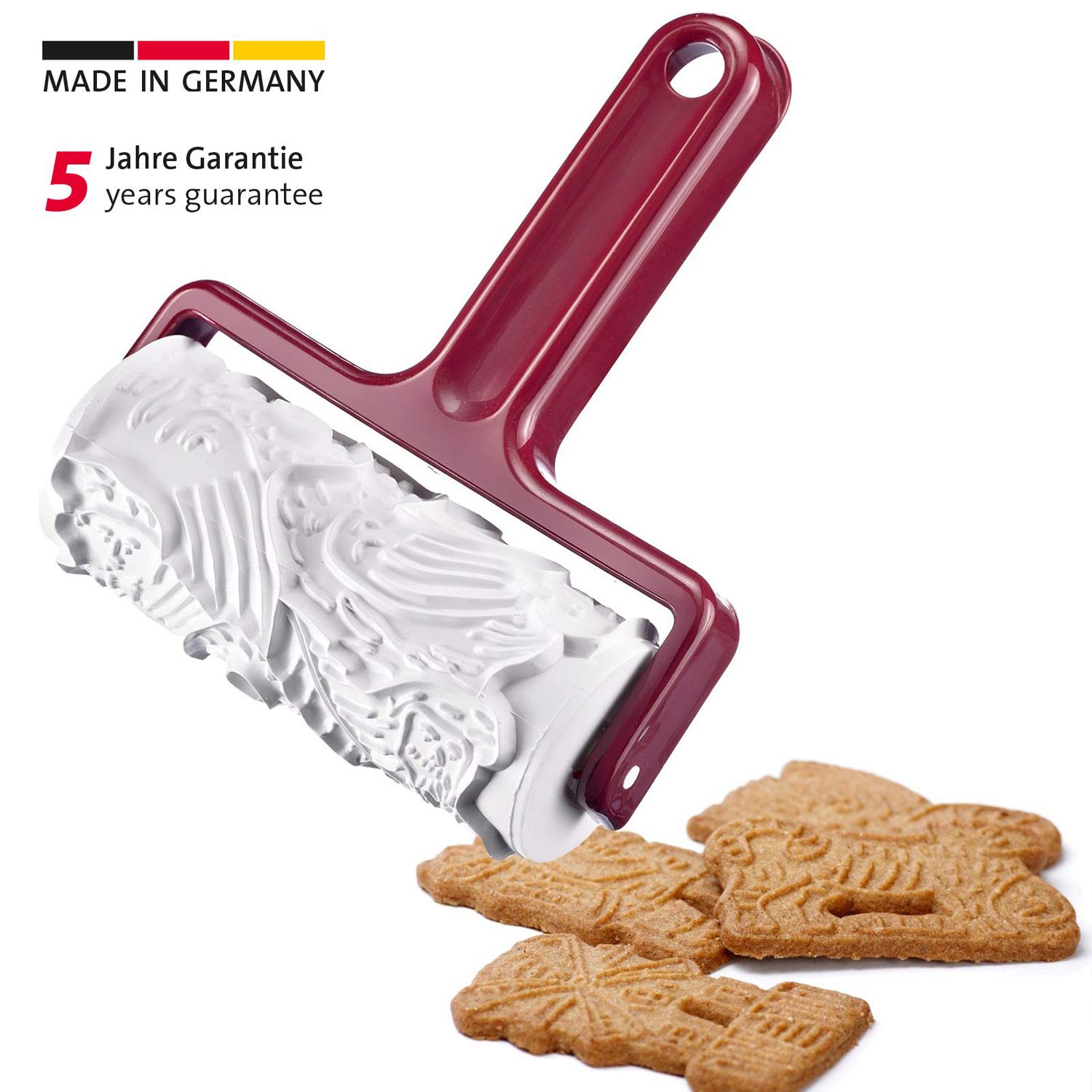 Westmark Cooky Roller - Premium Stainless Steel Dough Roller for Baking Cookies, Pastries & Pies (Red/White) - Perfect for Holiday Baking, Homemade Desserts & Kitchen Gifts