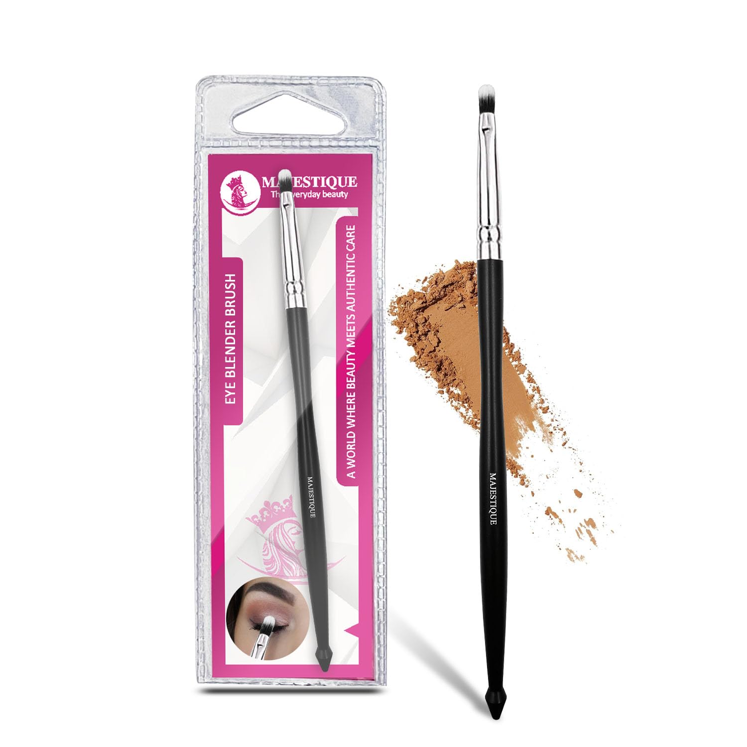 Majestique Small Concealer Makeup Brush for Liquid & Powder - Precision Under Eye & Eyebrow Application with Ergonomic Handle | Perfect for Professional Makeup Artists & Everyday Beauty Routines (FC36)