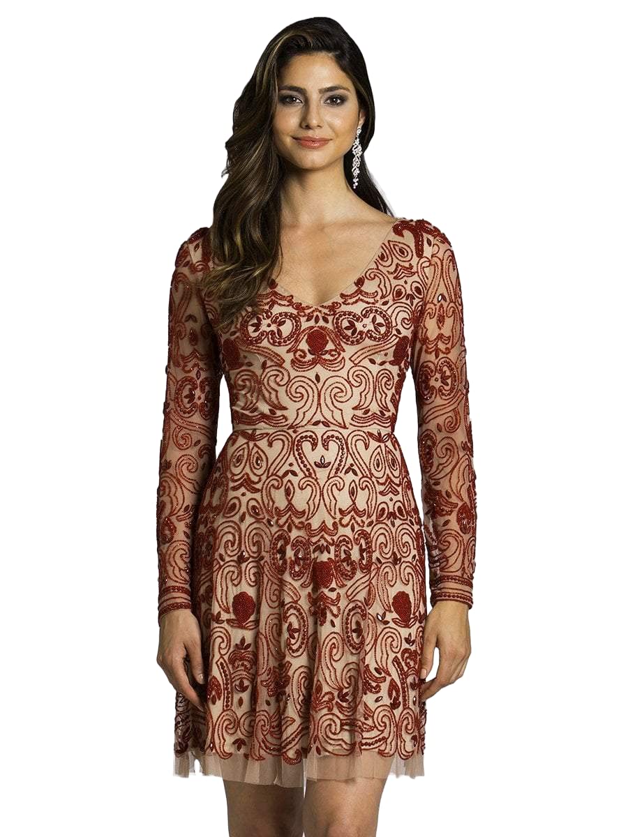 Lara Dresses 33414 Beaded Long Sleeve A-Line Dress Ivory, Size 20 | Elegant Formal Gown for Weddings, Parties & Special Occasions