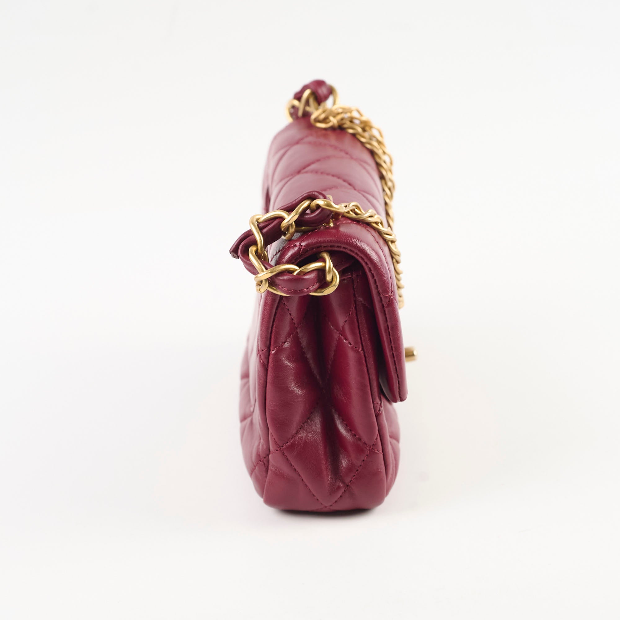 Authentic Chanel Seasonal Flap Bag in Burgundy with Microchip - Perfect for Evening Events, Parties & Luxury Fashion Accessories