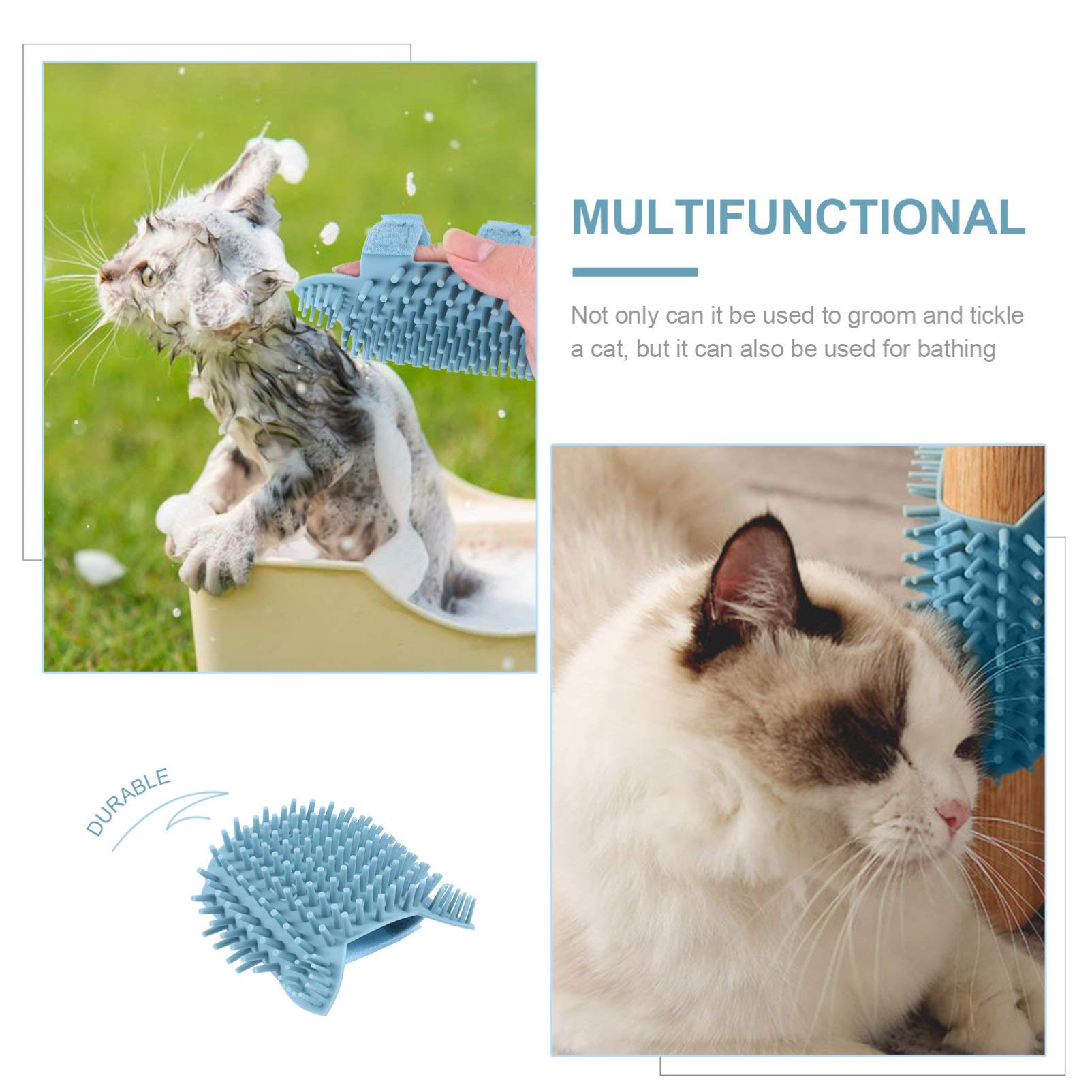 Pet Grooming Brush - Silicone Cat Face Scratcher & Massager for Wall Corners - Perfect for Small Cats & Dogs