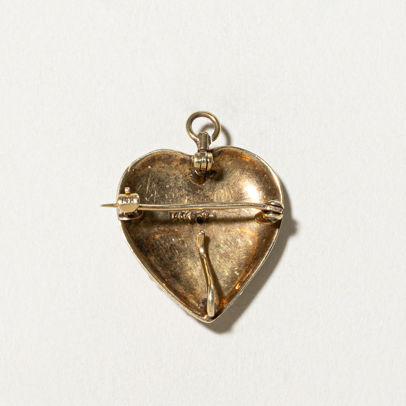Elegant Garnet & Pearl Heart Pendant Brooch - 0.02ctw Gemstone Jewelry for Women | Perfect Gift for Valentine's Day, Anniversary & Special Occasions