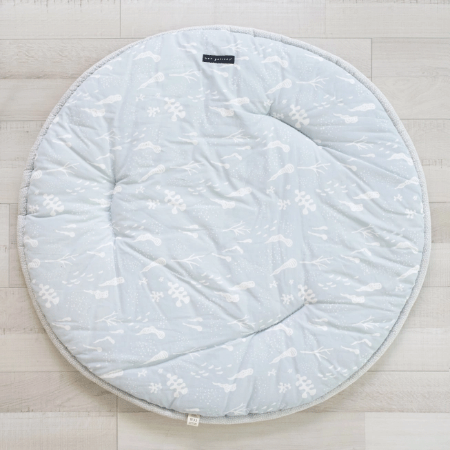 Organic Ocean Quilted Playmat by Wee Gallery - Non-Toxic Baby Activity Mat for Tummy Time, Crawling & Sensory Play - Perfect Nursery Floor Mat for Infants & Toddlers