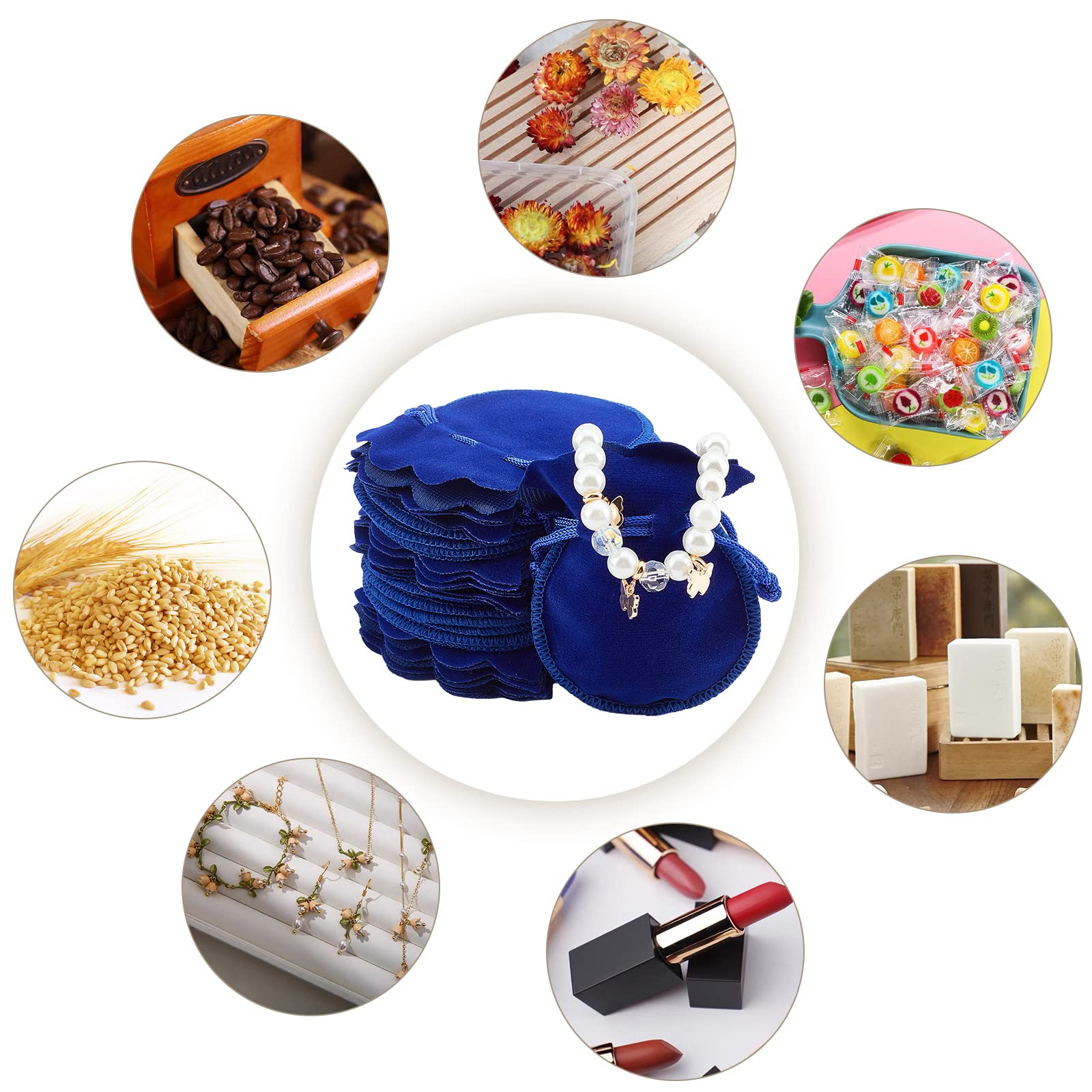 100 PCS Velvet Drawstring Bags 3.74×2.95 Inch - Medium Blue Jewelry Pouches for Gift Packaging, Wedding Favors, Christmas Party Supplies & Birthday Gifts - Perfect for Jewelry Storage, Party Favors, Bridesmaid Gifts & Small Item Organization