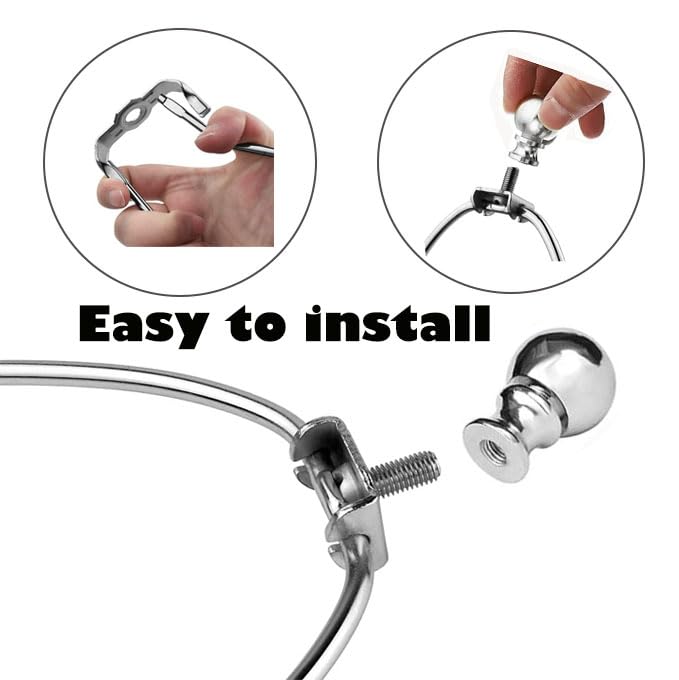 8 Inch Nickel Lamp Harp Holder with Finials & Saddle Base - Detachable Shade Bracket Set for DIY Table & Floor Lamps - Lighting Replacement Parts for Home, Office, and Reading Nook Decor (Nickel Finish)