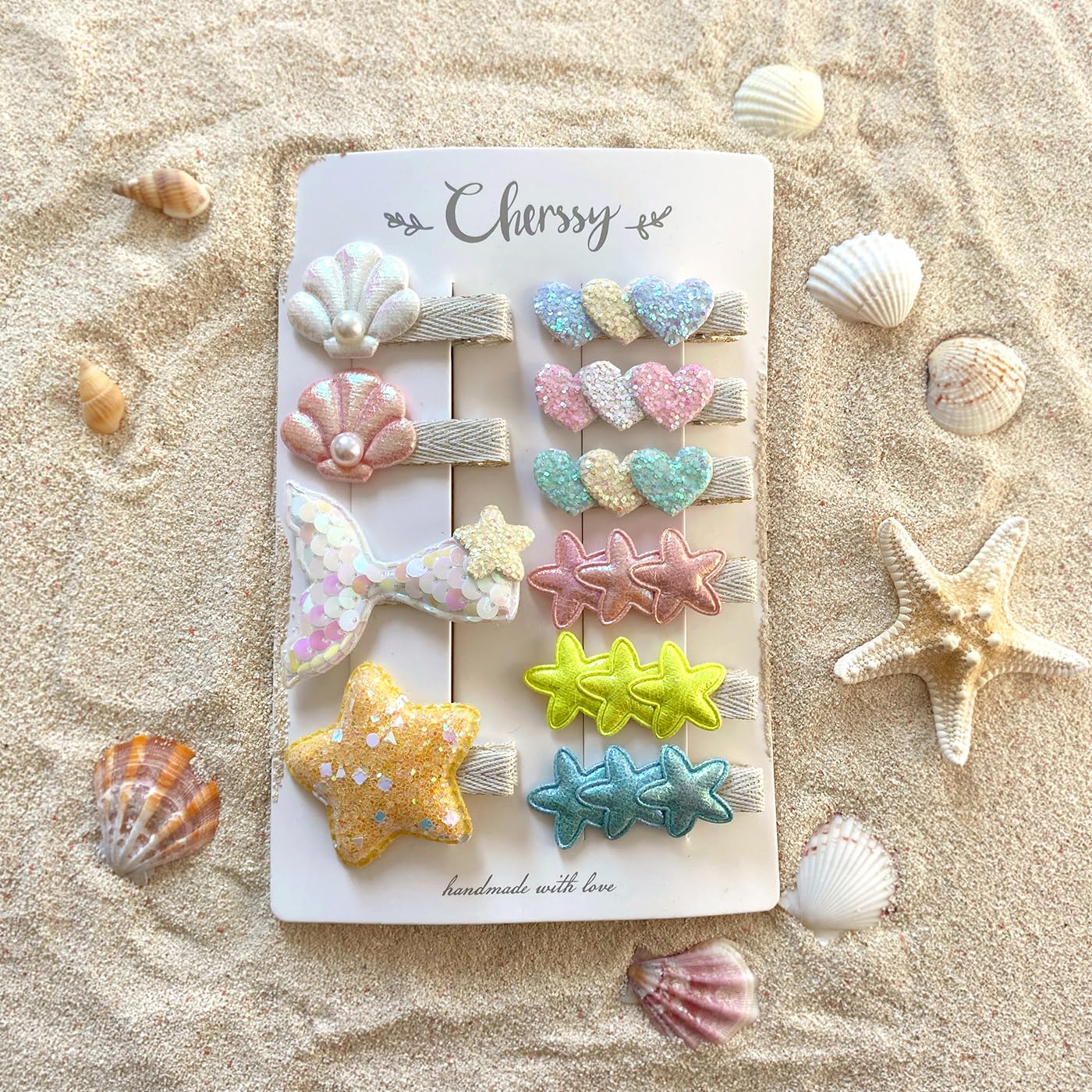 Sparkly Mermaid Hair Clips for Girls - 10pcs Non-Slip Alligator Clips with Full Lining - Hair Accessories for Toddlers, Kids & Teens by Cherssy - Perfect for Birthday Parties, School, Dance Performances & Everyday Wear