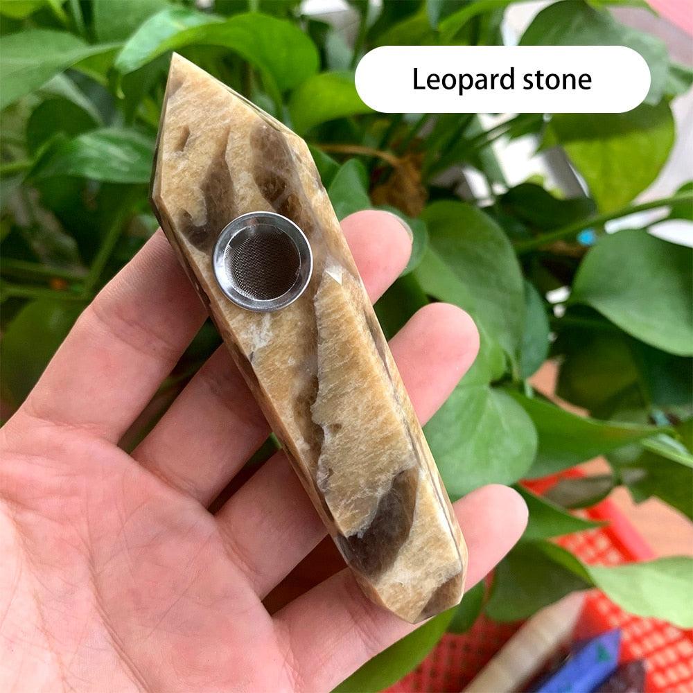 Natural Crystal Pipe with Metal Filter - Rose Quartz Healing Wand for Meditation, Relaxation & Energy Cleansing | Perfect for Reiki, Yoga & Spiritual Practices