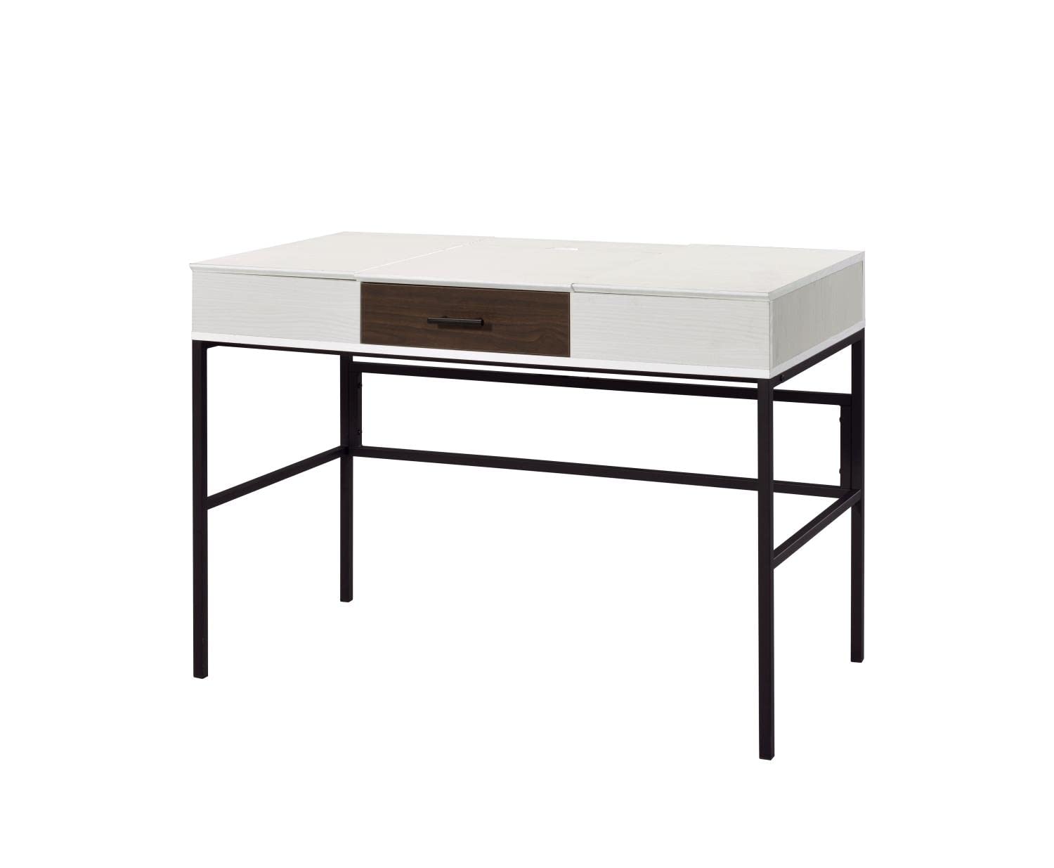 Acme Verster Modern Writing Desk with Built-in USB Ports - Natural & Black Finish 93090 - Perfect for Home Office, Study, and Workspace Organization