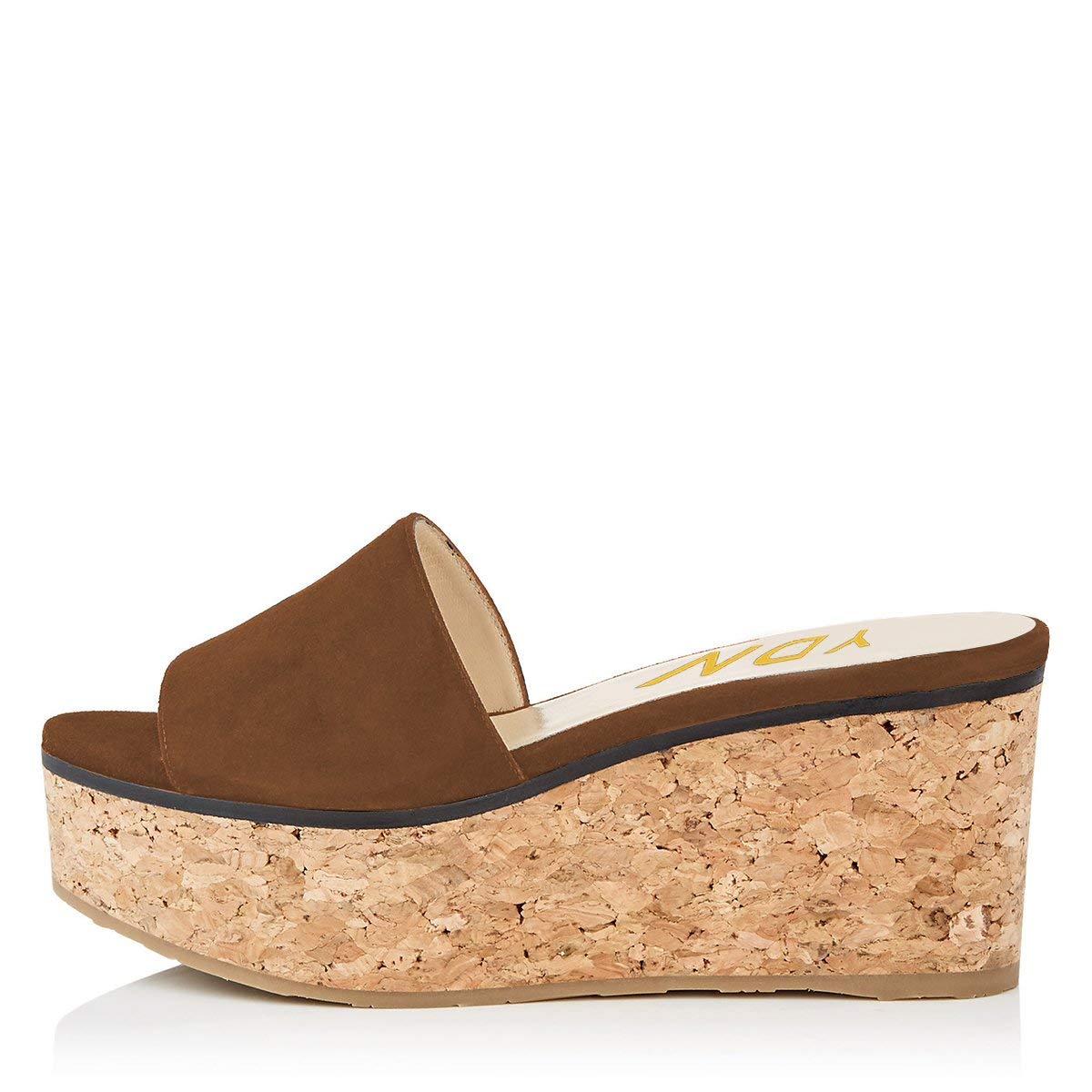YDN Women's Comfortable Peep Toe Platform Sandals - Slip On Cork Wedge High Heel Mules for Beach, Casual Outfits & Summer Walking | Perfect for Vacations, Date Nights and Office Wear