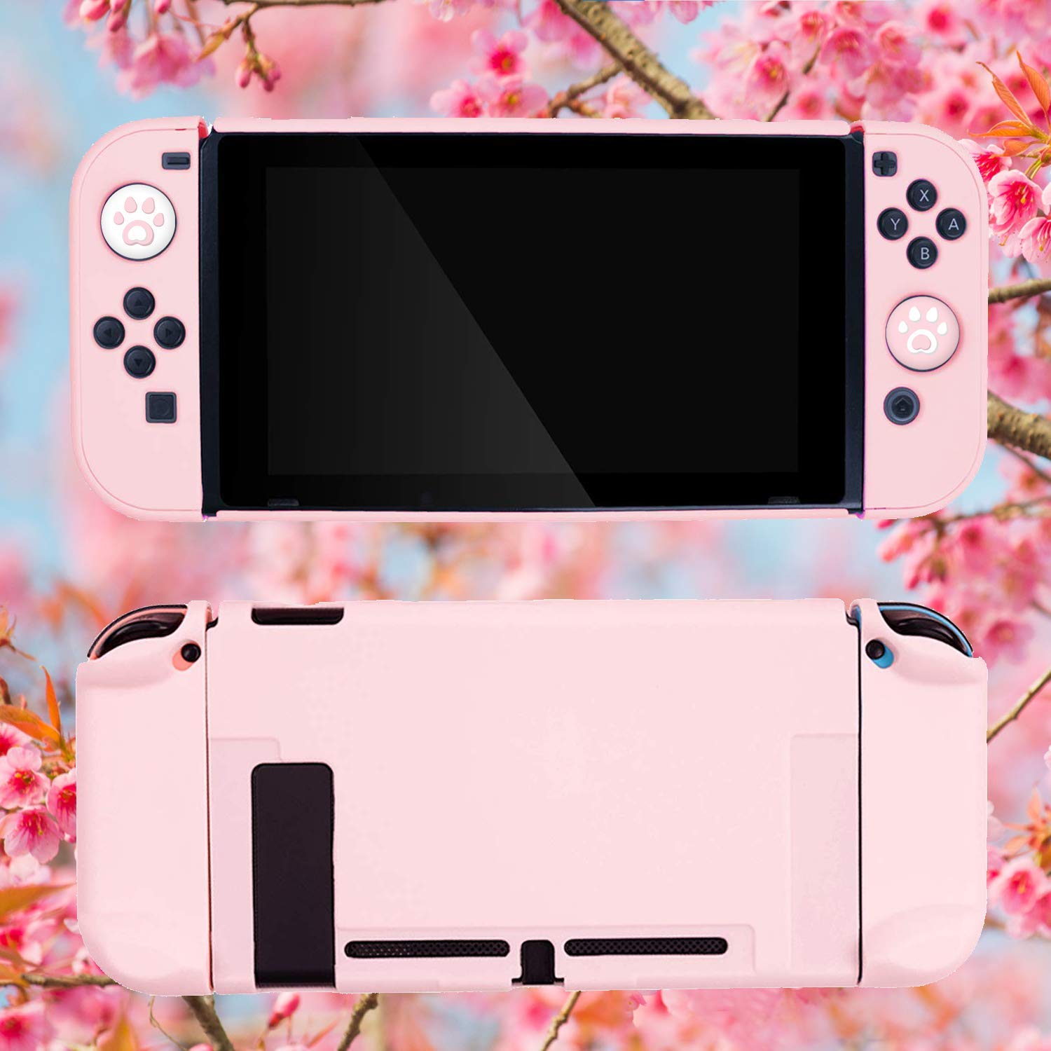 Pink Travel Carrying Case Accessories Kit for Nintendo Switch - 10-in-1 Essential Protection Set with Hard Cover, Tempered Glass Screen Protector, Adjustable Stand & Thumb Grip Caps | Perfect for Gaming On-The-Go, Travel & Daily Protection