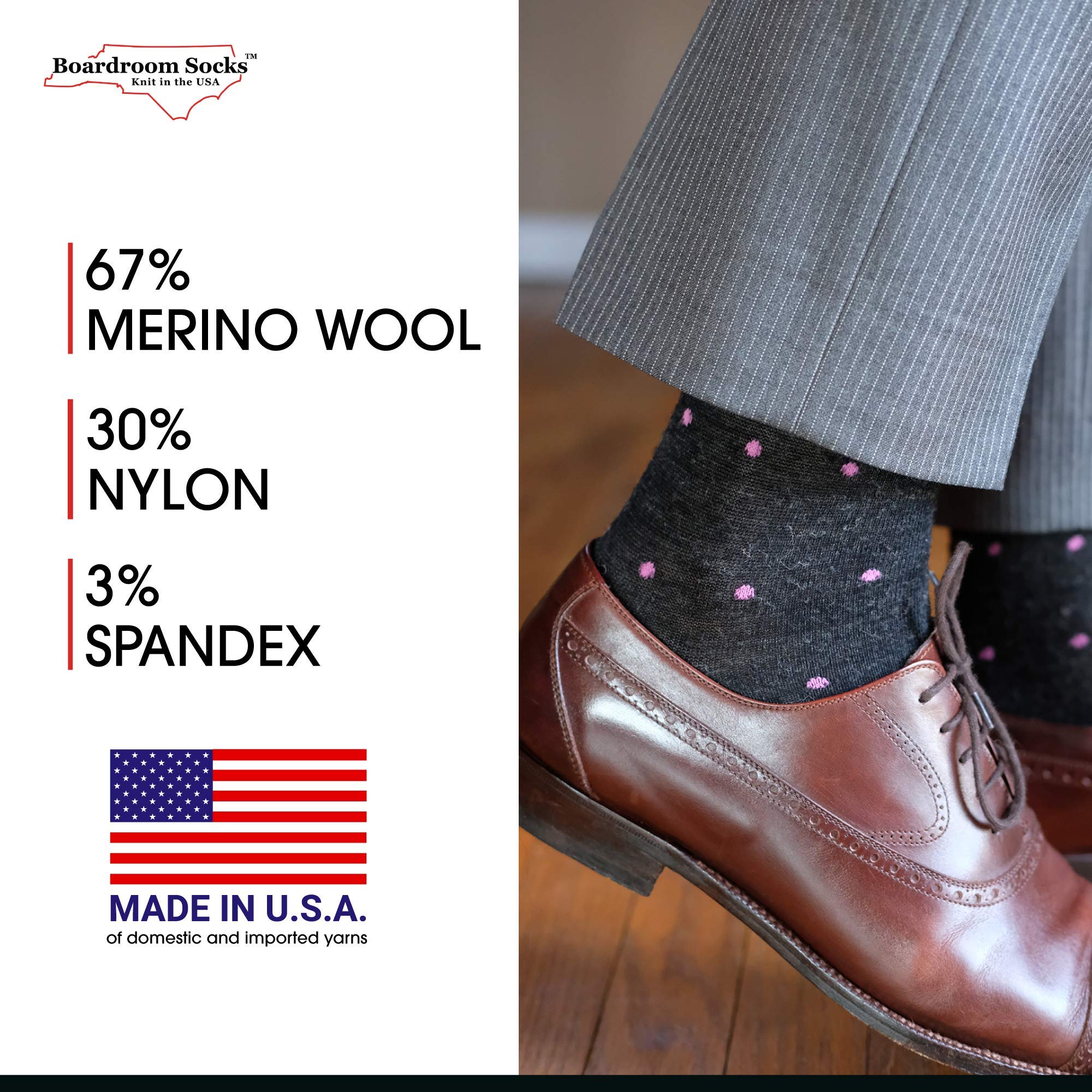 Premium Merino Wool Over-the-Calf Dress Socks for Men - Breathable, Comfortable & Stylish Patterned Socks - Perfect for Business, Office & Formal Occasions
