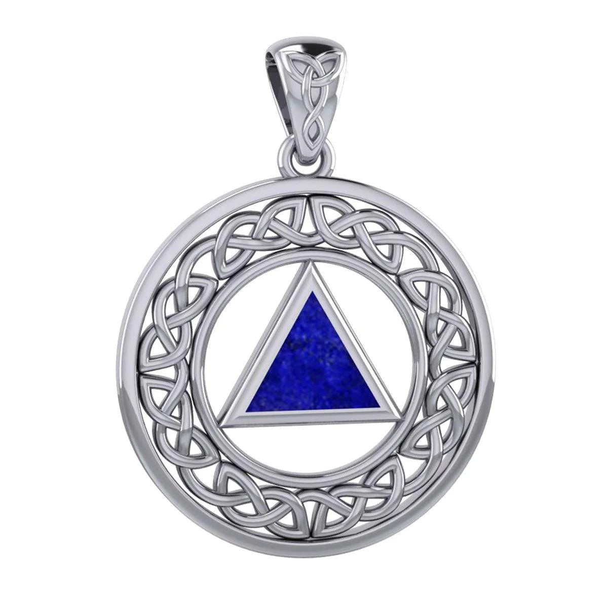 Celtic Border Silver Pendant Necklace with Large AA Recovery Symbol - TPD6007 | Spiritual Jewelry for Healing, Meditation & Positive Energy