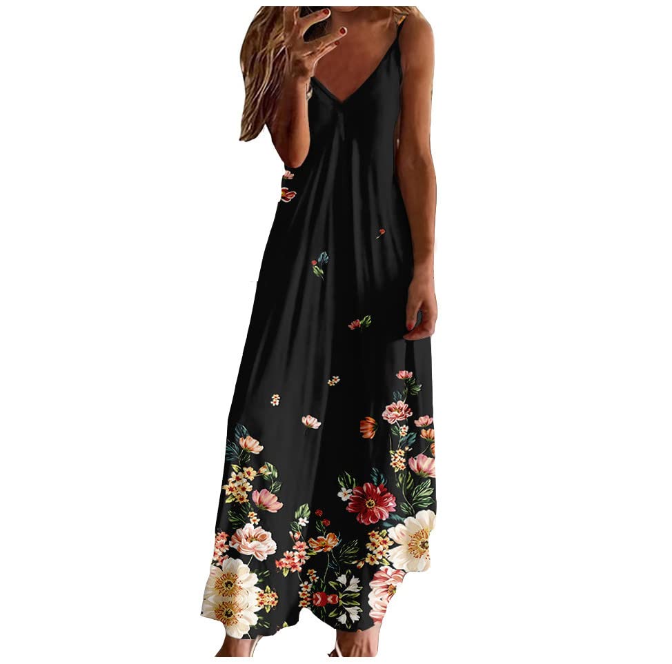 Women's Floral Print Sleeveless V-Neck Camisole Dress - Summer Casual Beach Sundress 2022 | Perfect for Vacations, Pool Parties & Outdoor Events
