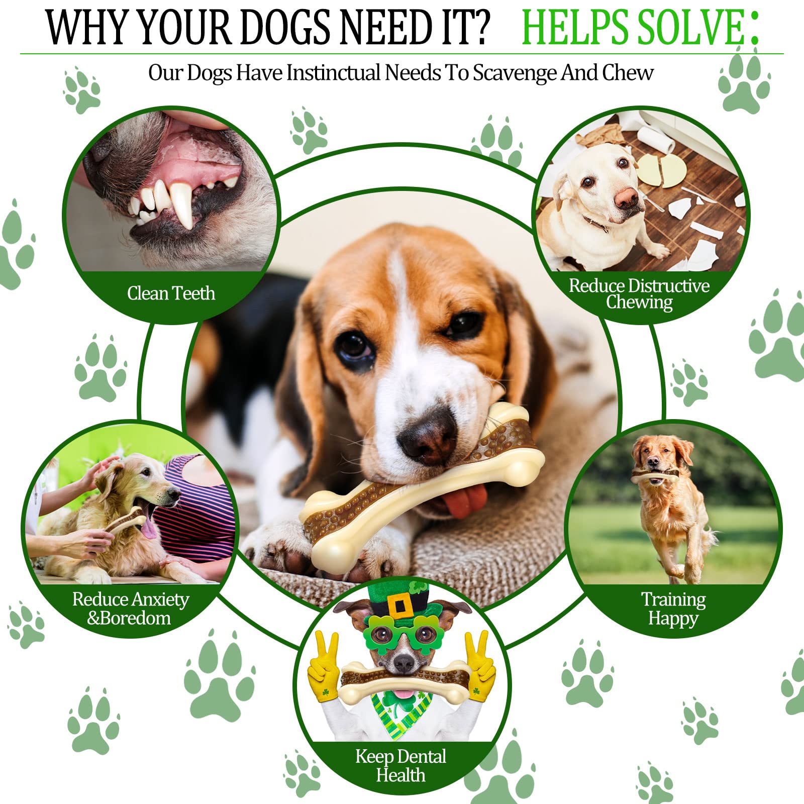 **Durable Nylon Dog Chew Toys for Aggressive Chewers - 2 Pack Beef-Flavored Bones for Small, Medium & Large Breeds - Teething & Dental Health - Perfect for Playtime & Training (Medium, Curved Bone)**