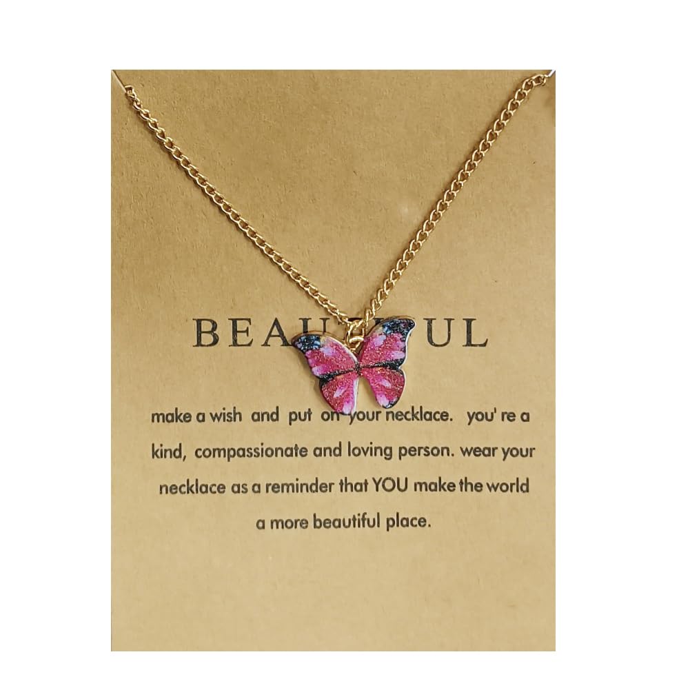 YouBella 5-Piece Gold Plated Butterfly Pendant Necklace Set for Women & Girls - Stylish Jewelry Gift (Multicolor) - Perfect for Birthdays, Anniversaries & Everyday Fashion Accessories (YBNK_50616)
