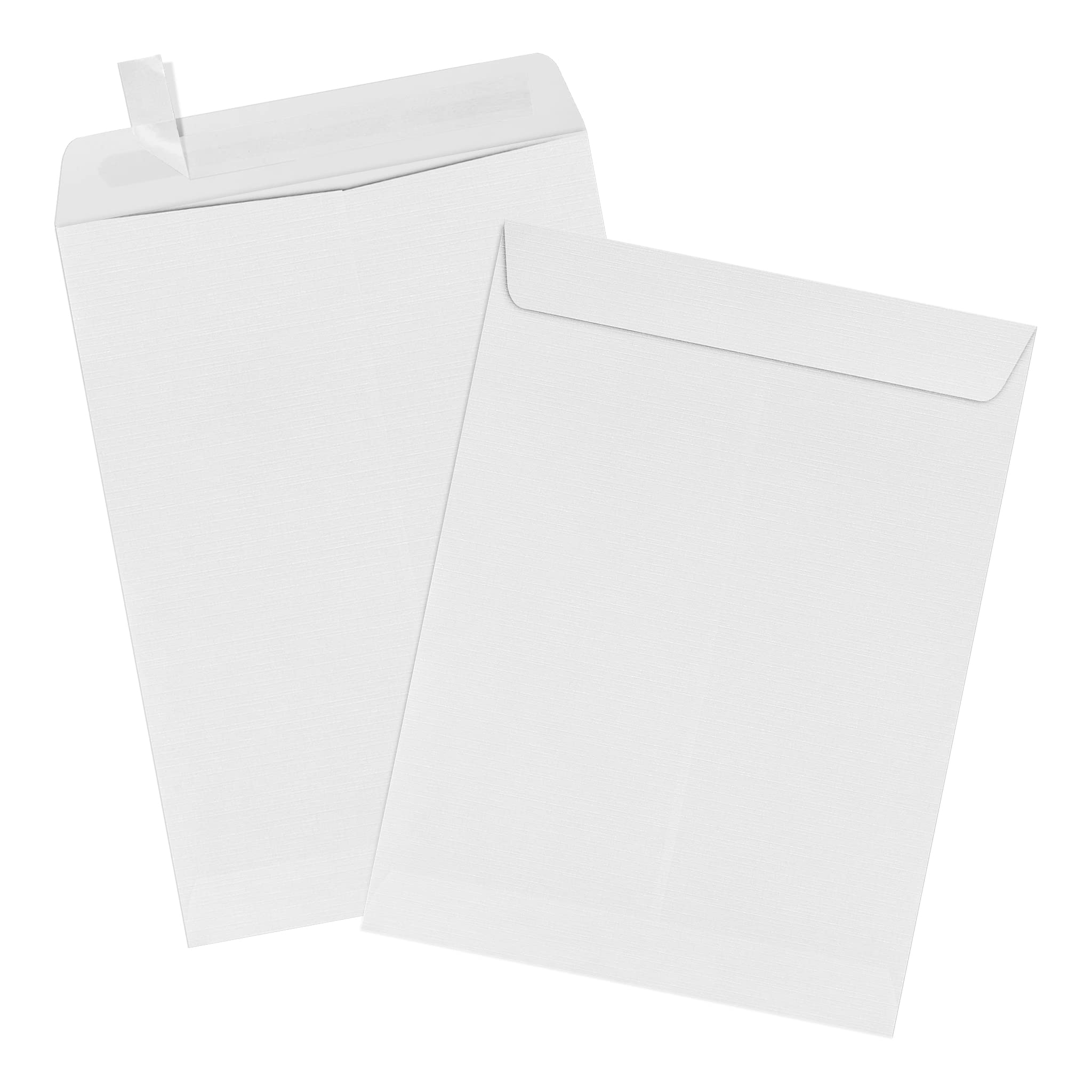 Premium LUXPaper 9 x 12 Open End Envelopes - Self Seal Peel & Press, Elegant White Linen Texture, 80lb Text Weight (Pack of 250) - Perfect for Business Mailings, Wedding Invitations & Professional Correspondence