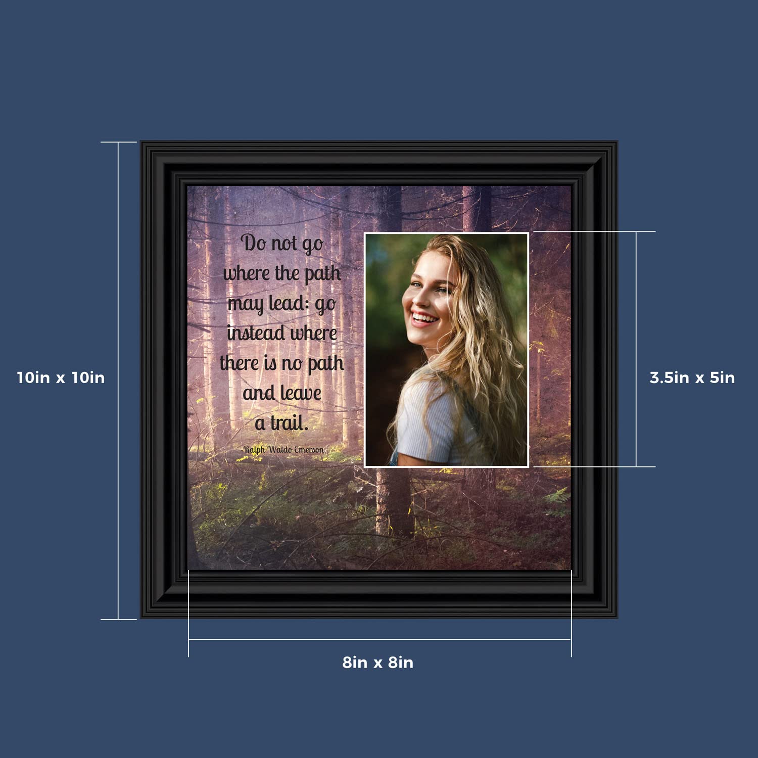 Motivational Wall Art with Emerson Quote - Inspirational Office Decor, Graduation Gifts for Men & Boys - Framed 'Do Not Go Where The Path May Lead' Print - Perfect for Home, Office & Dorm Room Decor (6456B)
