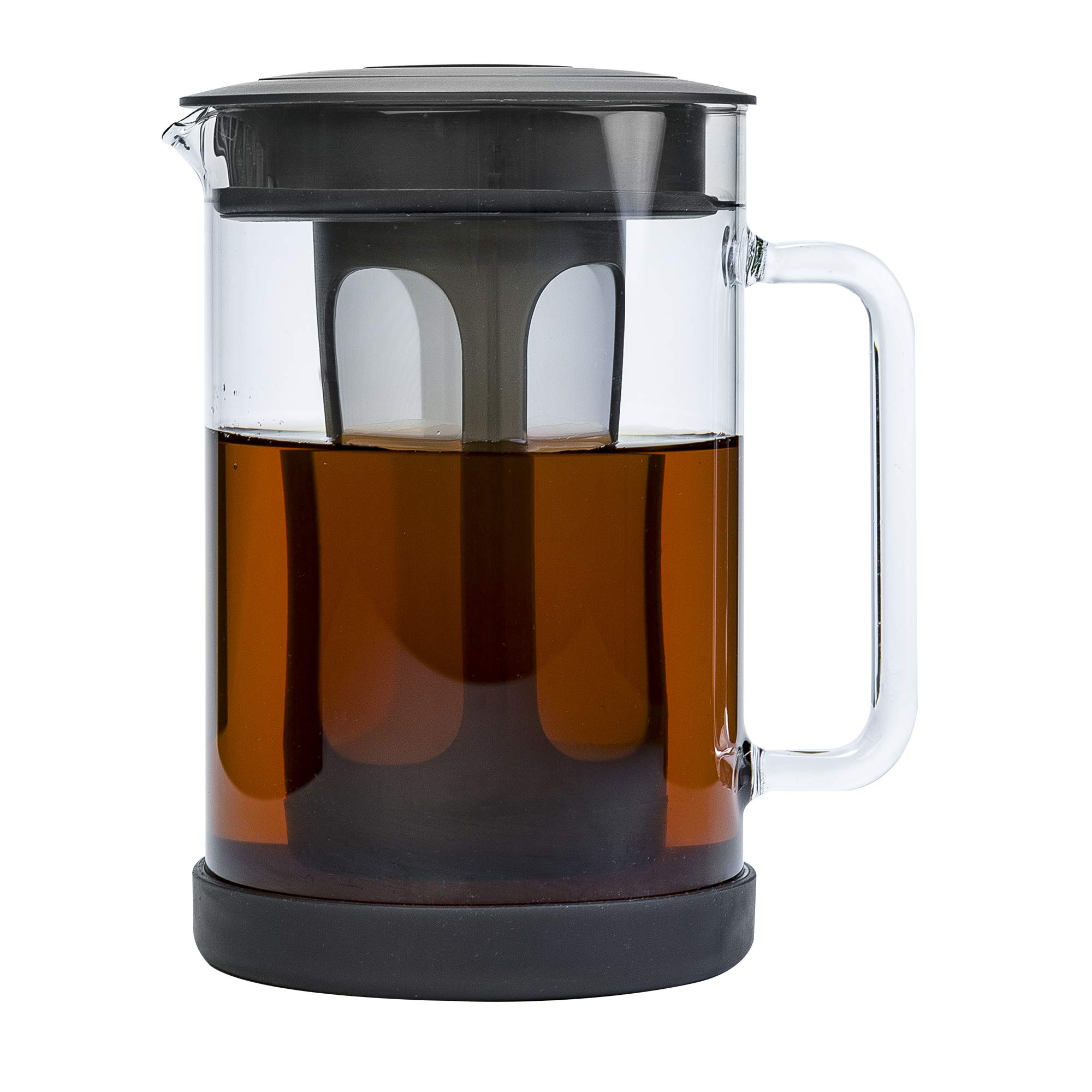 Primaria Pace Cold Brew Iced Coffee Maker - 1.6 Qt Glass Pitcher with Airtight Lid | Dishwasher Safe | 6 Cup Capacity | Perfect for Home, Office & Outdoor Use | Black