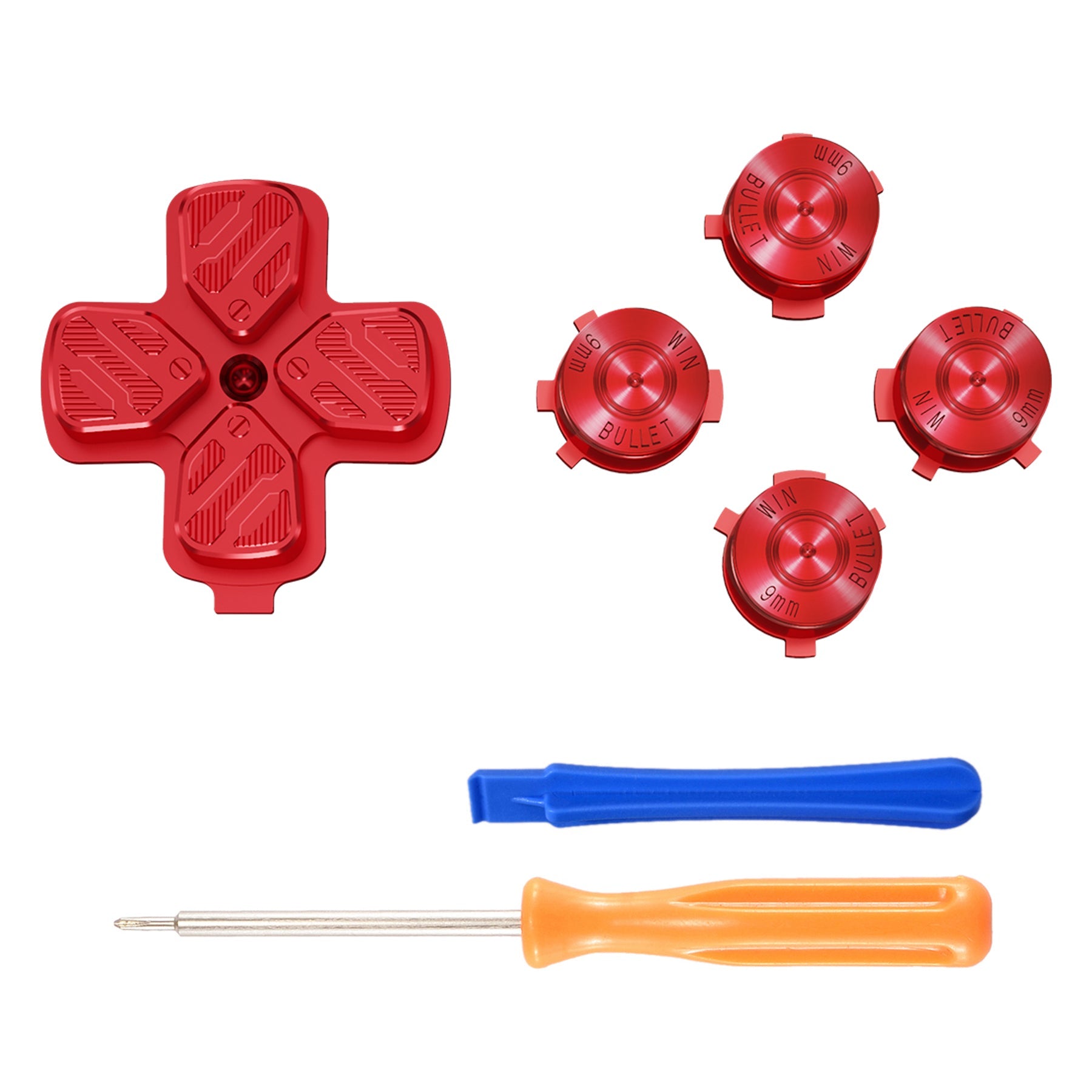 ExtremeRate Aluminum Metal D-Pad & ABXY Buttons for PS5 Controller - Red | Premium Replacement Parts for Enhanced Gaming Performance | Perfect for Competitive Gaming & Custom Controller Builds