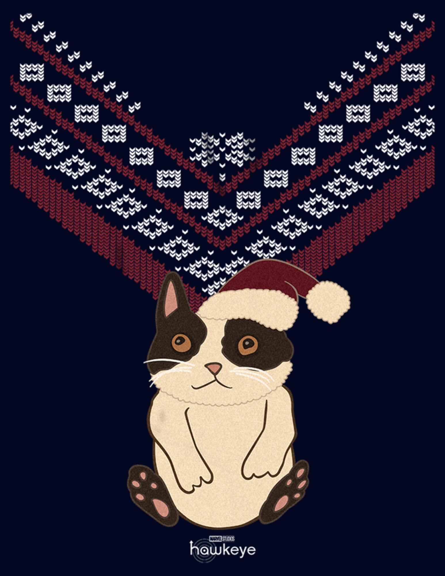 Marvel Hawkeye Christmas Cateye Graphic T-Shirt for Men | Superhero Holiday Tee | Perfect for Cosplay, Gifts & Festive Parties
