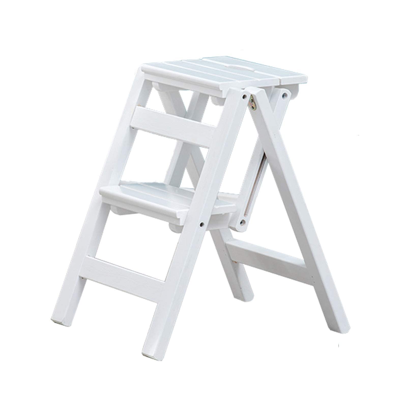 XHALERY 2-Step Folding Wooden Step Stool - Portable Lightweight Ladder Chair for Home, Library, Garden - Max Load Capacity - Perfect for Reaching High Shelves, Gardening, and Household Tasks