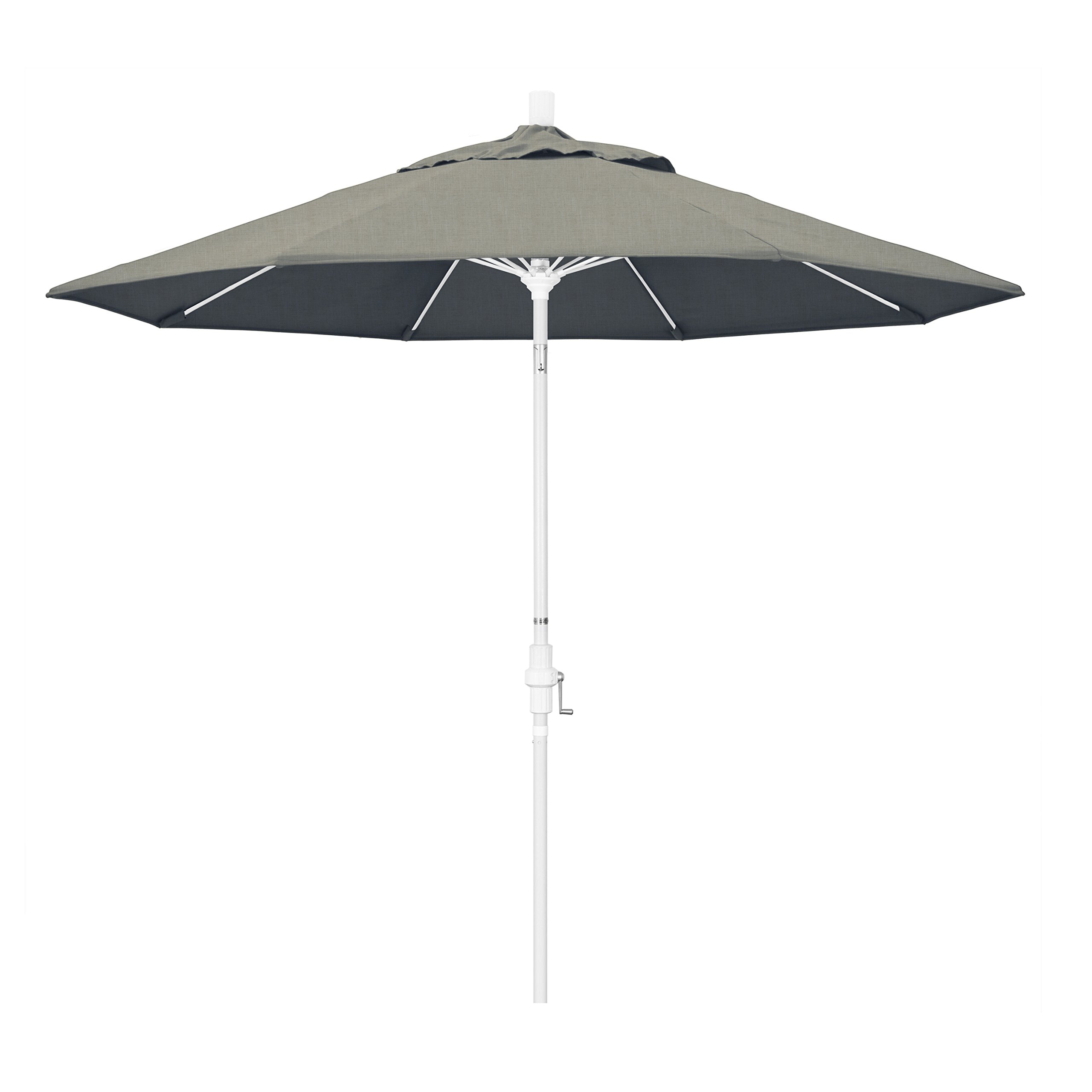California Umbrella 9' Round Crank Lift Patio Umbrella with Collar Tilt - Aluminum Pole & Fiberglass Ribs in White Dove Finish | Perfect for Outdoor Dining, Poolside Lounging, and Backyard Relaxation