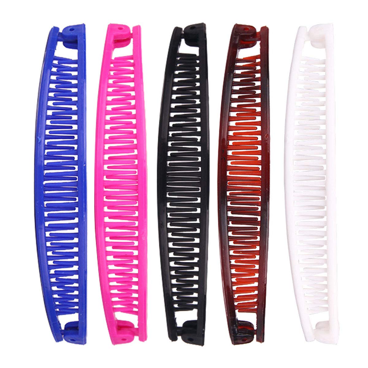 5PCS Banana Combs for Women - Plastic Classic Clasp Hair Clips, Ponytail Holders & Styling Accessories | Perfect for Updos, Ponytails & Everyday Hairstyles