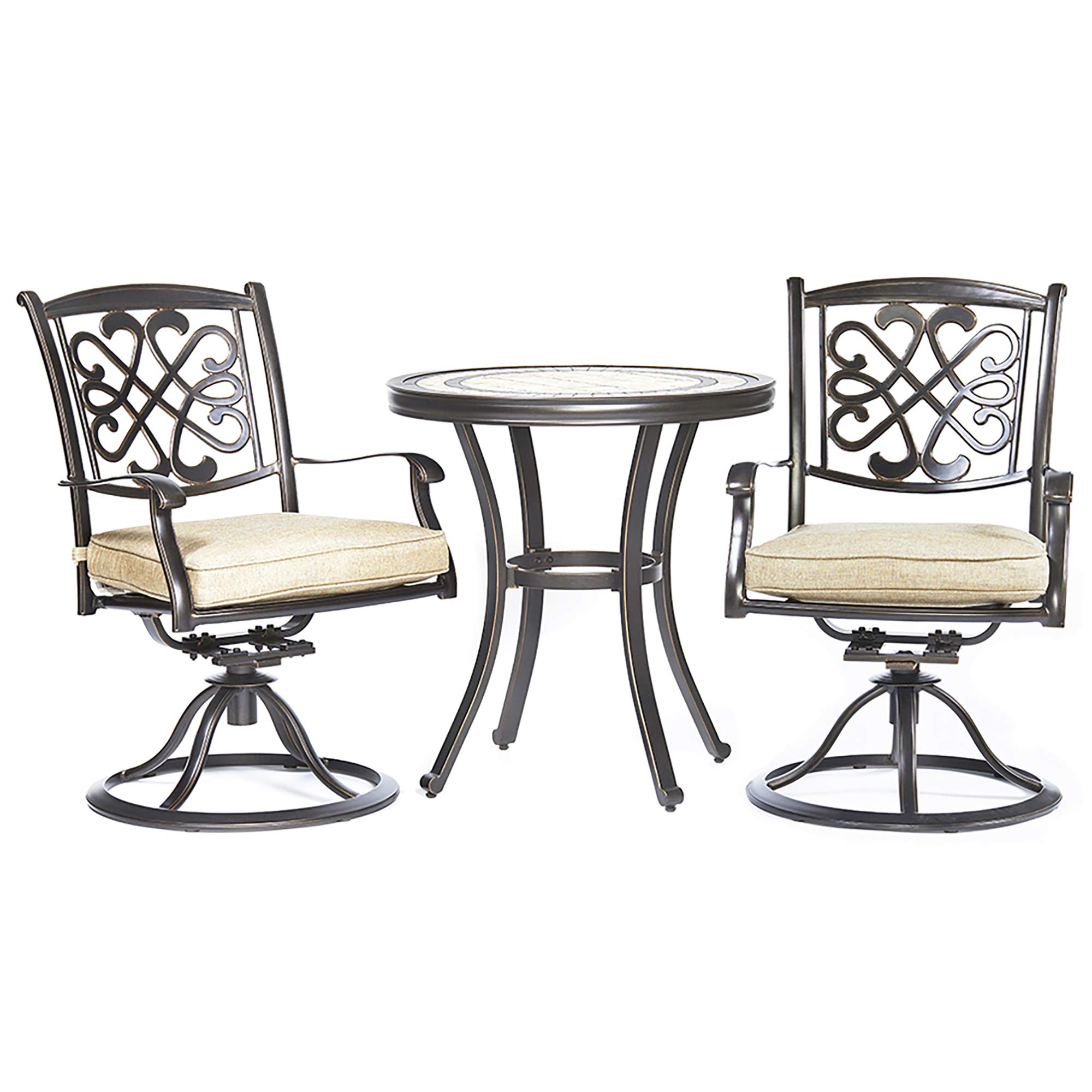 DALI 3-Piece Bistro Set - Handmade Contemporary Round Patio Table with Glider Chairs, Outdoor Garden Furniture for Backyard, Deck, and Poolside Relaxation