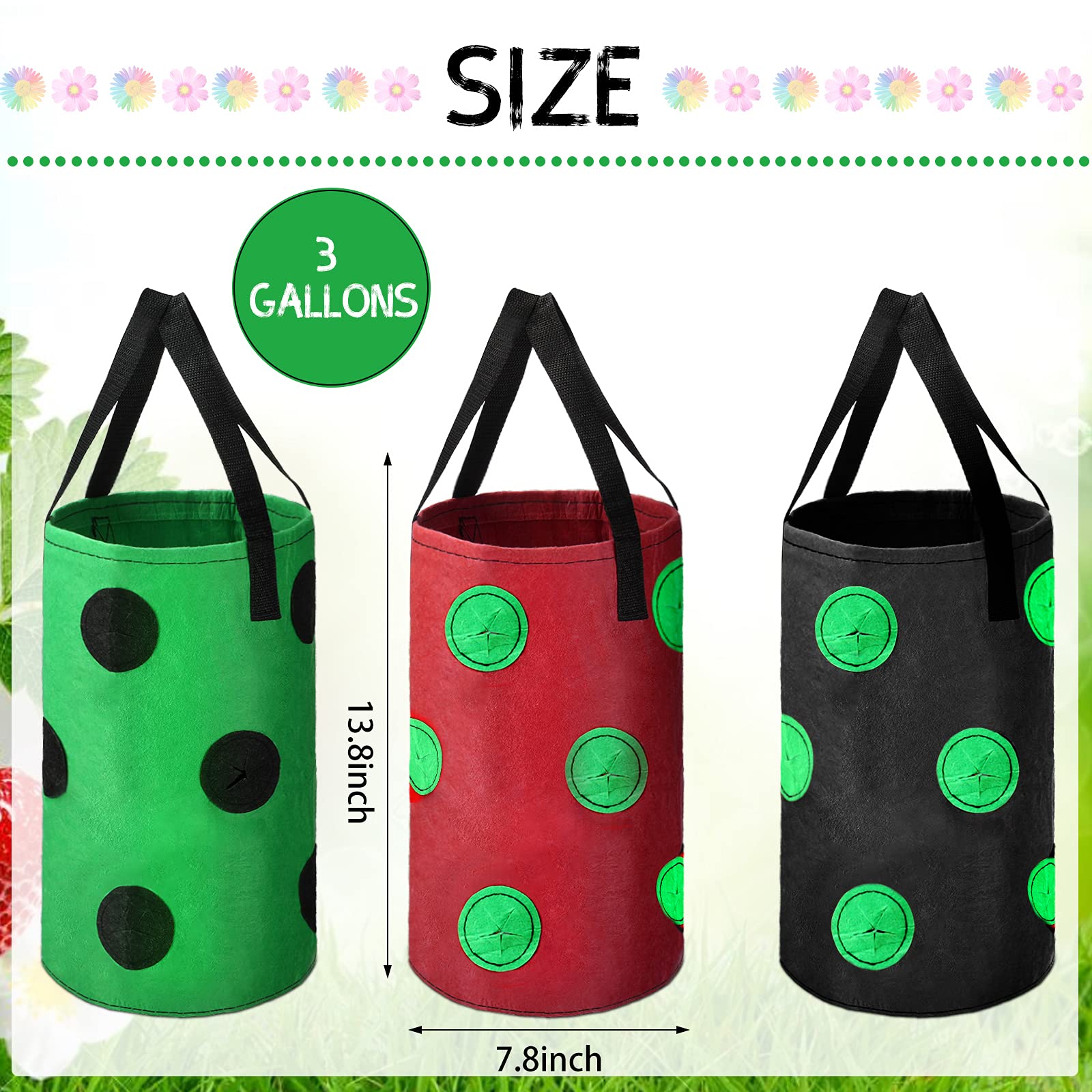 **Honeydak 3-Pack Upside Down Hanging Garden Planter - Aeration Fabric Grow Bags for Tomatoes, Strawberries, Herbs & Vegetables (13 Holes Style) - Perfect for Balcony, Patio & Small Space Gardening**