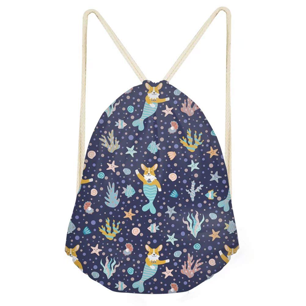 Anime Mermaid Drawstring Backpack for Kids - Cute Small School Bag & Zoo Travel Backpack - Perfect for School, Beach Trips, and Theme Park Adventures