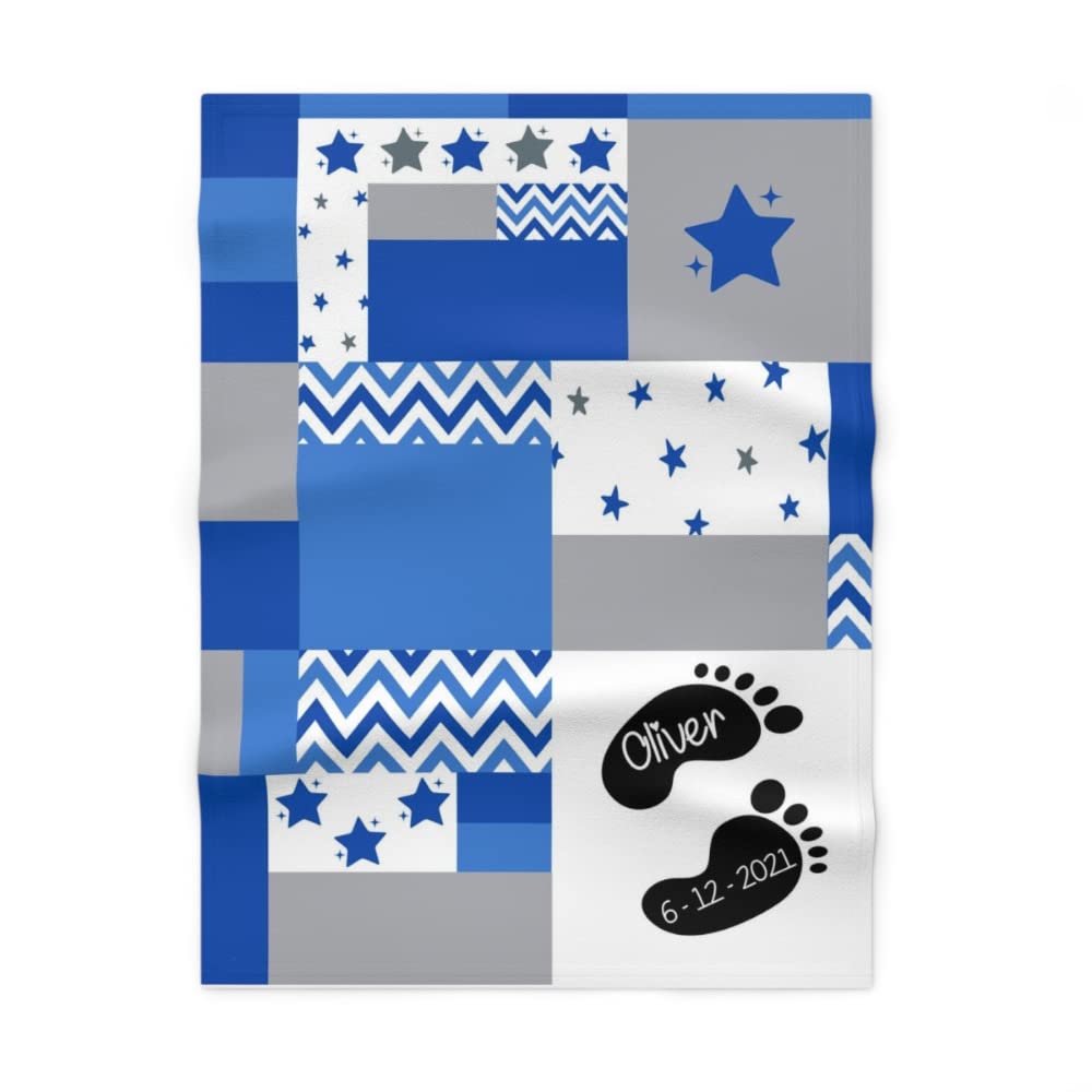 Custom Baby Boy Blankets with Name - Personalized Newborn Baby Gift | Soft Embroidered Blankets for Boys | Perfect Christening, Birthday & Welcome Home Gifts