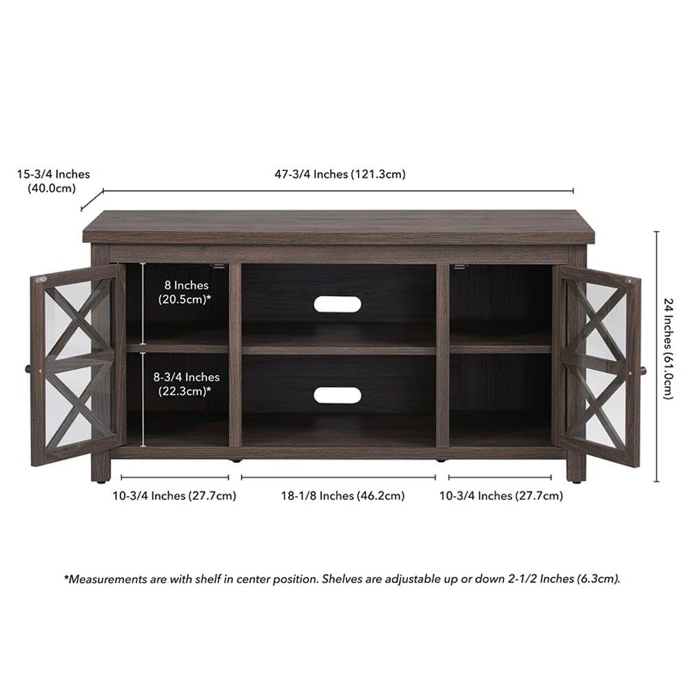 Henn&Hart 55 Inch TV Stand - Modern Alder Brown Wood Entertainment Center for Living Room, Bedroom & Home Theater - Fits Flat Screen TVs up to 55 Inches