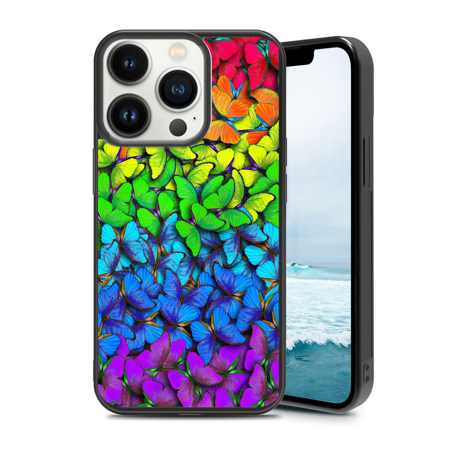 Shockproof UV Printed Butterfly Phone Case for iPhone 13 Pro (6.1 Inch) - Purple Blue Red Protective Cover for Women & Men | Christmas Gift Idea | Durable & Stylish Design for Everyday Use & Special Occasions