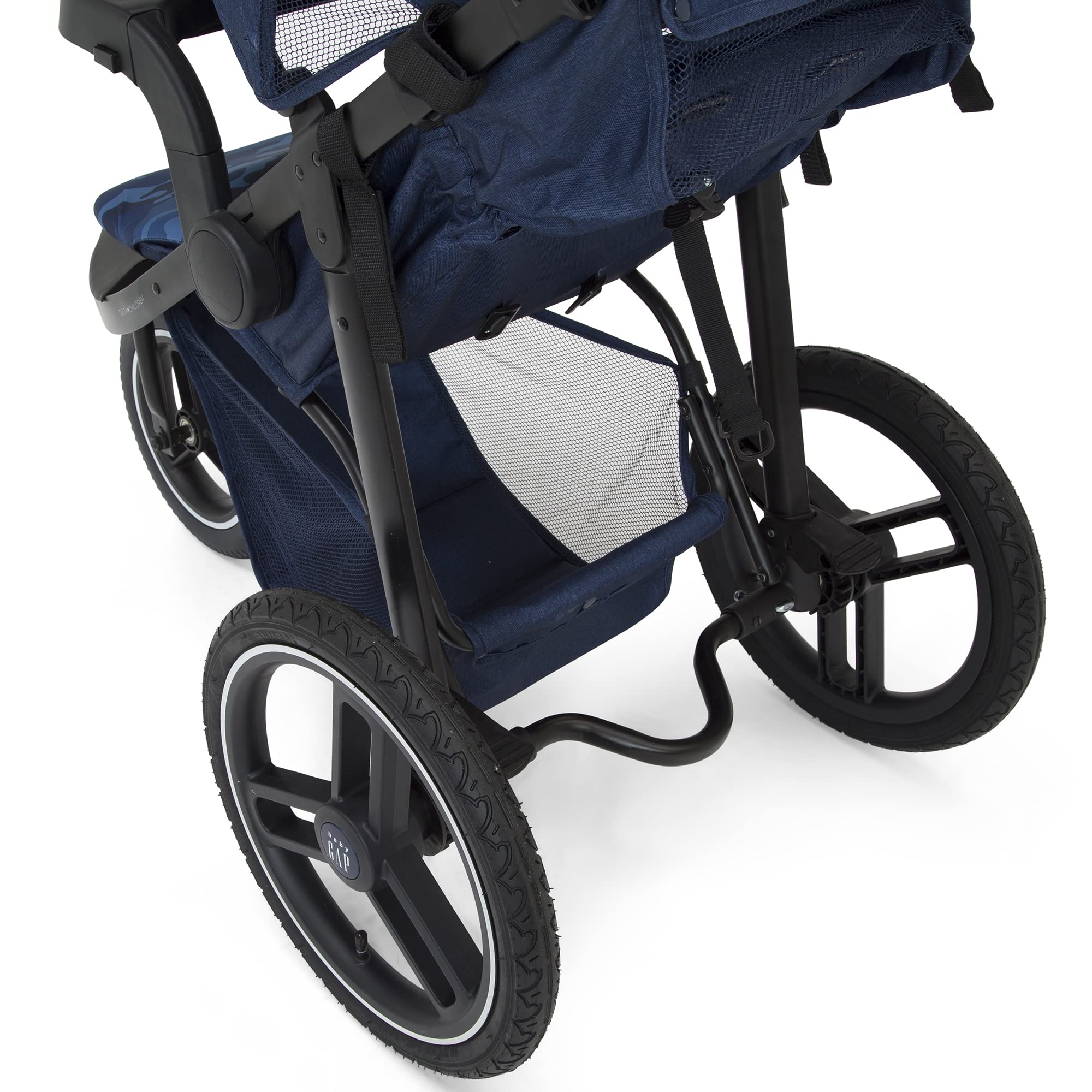 BabyGap Trek Lightweight Jogging Stroller - Adjustable Canopy & Reclining Seat with Car Seat Adapter | Eco-Friendly Navy Camo Design | Perfect for Running, Walking & Outdoor Adventures with Baby