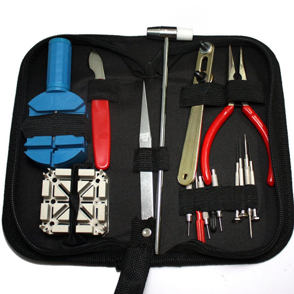 Professional 16-Piece Watch Repair Tool Kit - Portable Watchmaker Tools for Band Replacement & Case Opening | Ideal for Watch Repair Shops, DIY Enthusiasts & Jewelry Maintenance