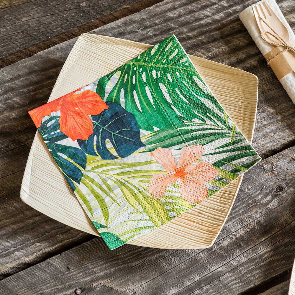 Premium Hibiscus Flower Printed Paper Luncheon Napkins - 13