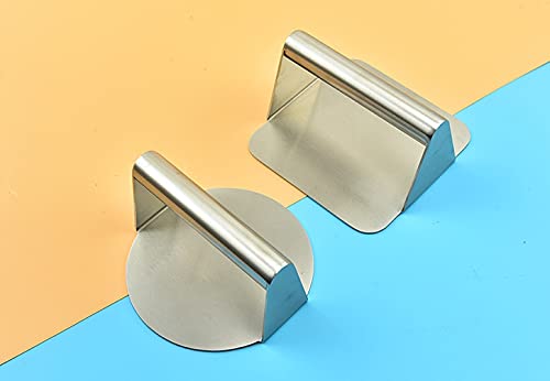 XBLDMJY 5.5 Inch Stainless Steel Burger Press - Square Patty Smasher for Flat-Top Grills & Griddles - Professional Grill Accessories for Perfect Homemade Burgers, Sandwiches & Paninis (Ideal for BBQ, Camping & Restaurant Use)