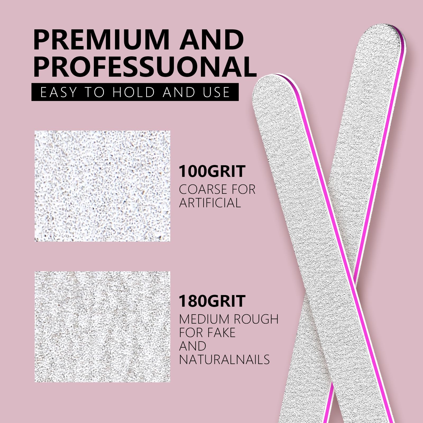 Professional Nail Files Set - 8 PCS 100/180 Grit Emery Boards for Natural & Acrylic Nails, Manicure Tools for Women, Durable Nail Care Kit (Rhombus Shape) - Perfect for Home Salon, Travel & DIY Nail Care
