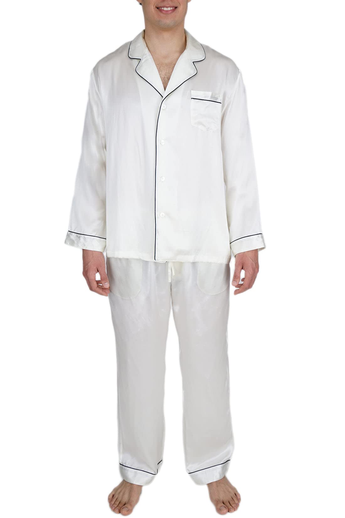 Premium 100% Silk Pajama Set for Men - Oscar Rossa Luxury Sleepwear | Soft & Breathable Silk Pajamas for Comfortable Sleep, Lounging & Gifts