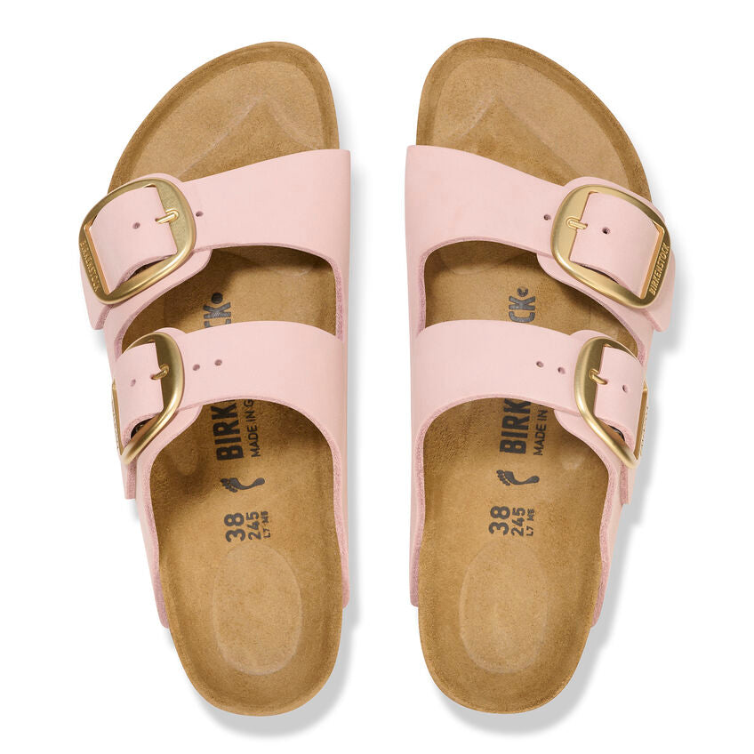 Birkenstock Arizona Big Buckle Sandals - Soft Pink Nubuck Leather - Comfortable Orthopedic Footbed - Perfect for Casual Wear, Summer Outfits & Beach Vacations