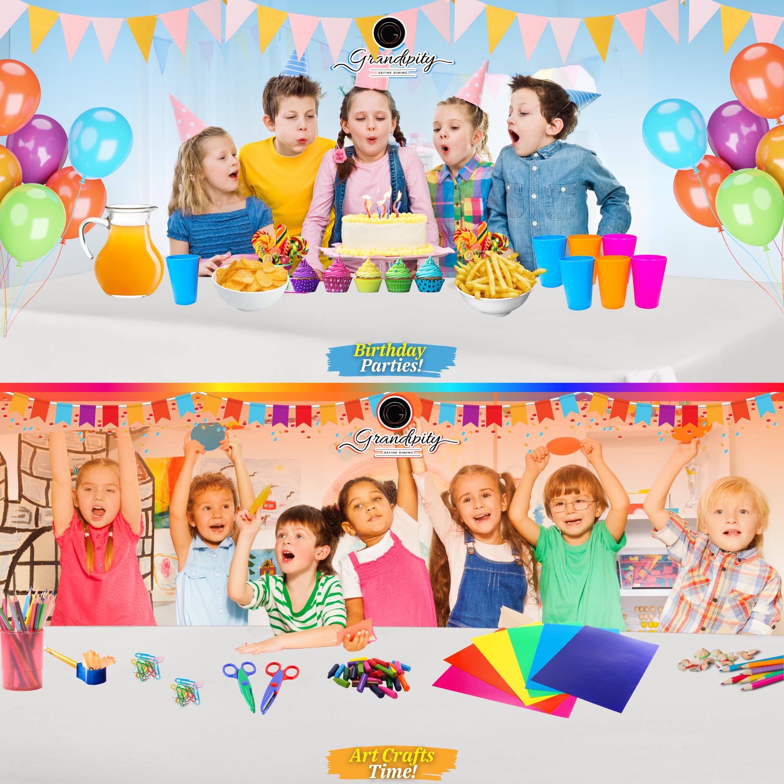 Premium White Disposable Plastic Tablecloth (6 Pack) 54x108 Inch - Heavy Duty Rectangle Table Cover for Parties, Events & Catering - Fits 6ft to 8ft Tables - Perfect for Weddings, Birthdays & Outdoor Gatherings