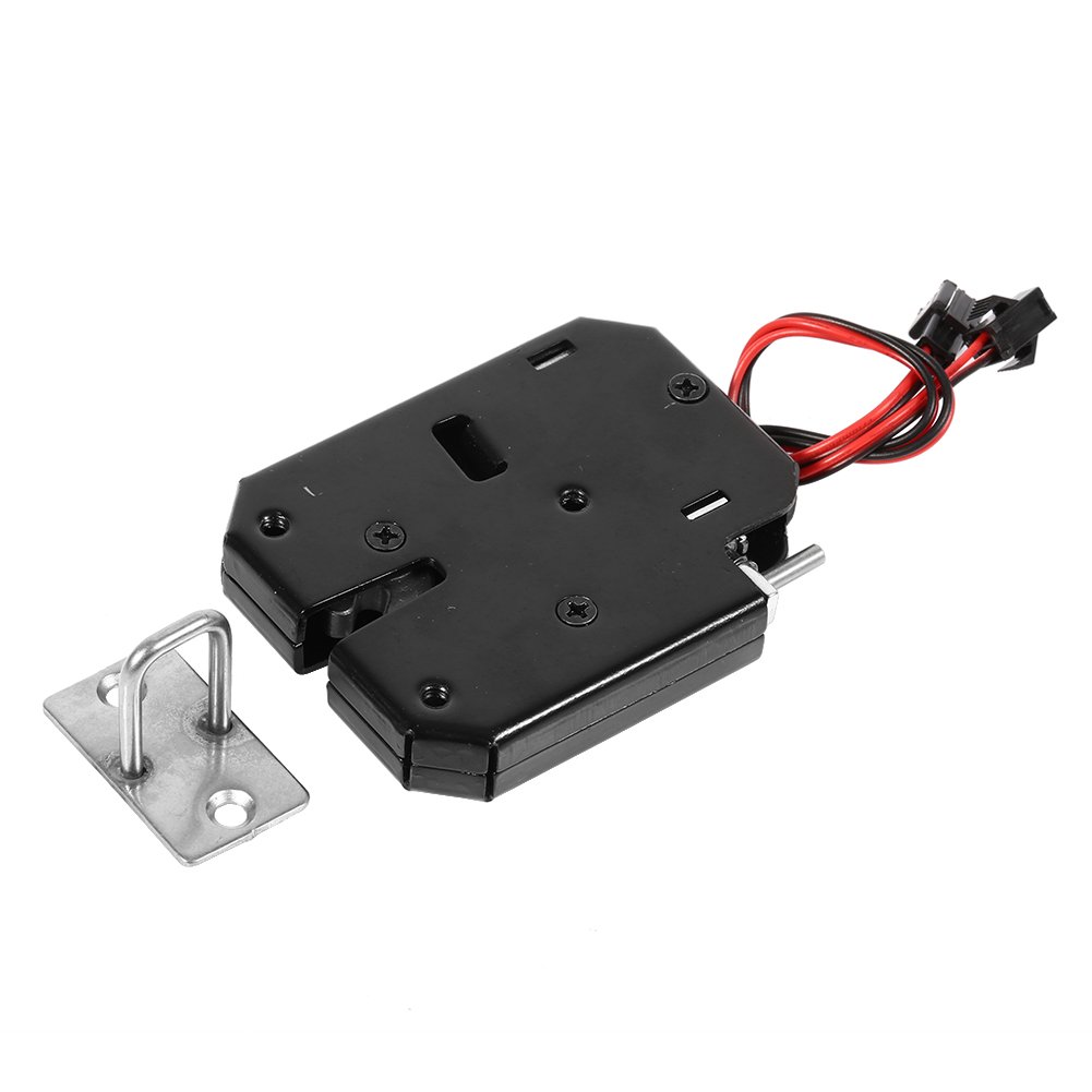 Acouto DC 12V 2A Electromagnetic Electric Control Lock - Steel Black Cabinet & Drawer Security Lock for Office, Home & Industrial Use