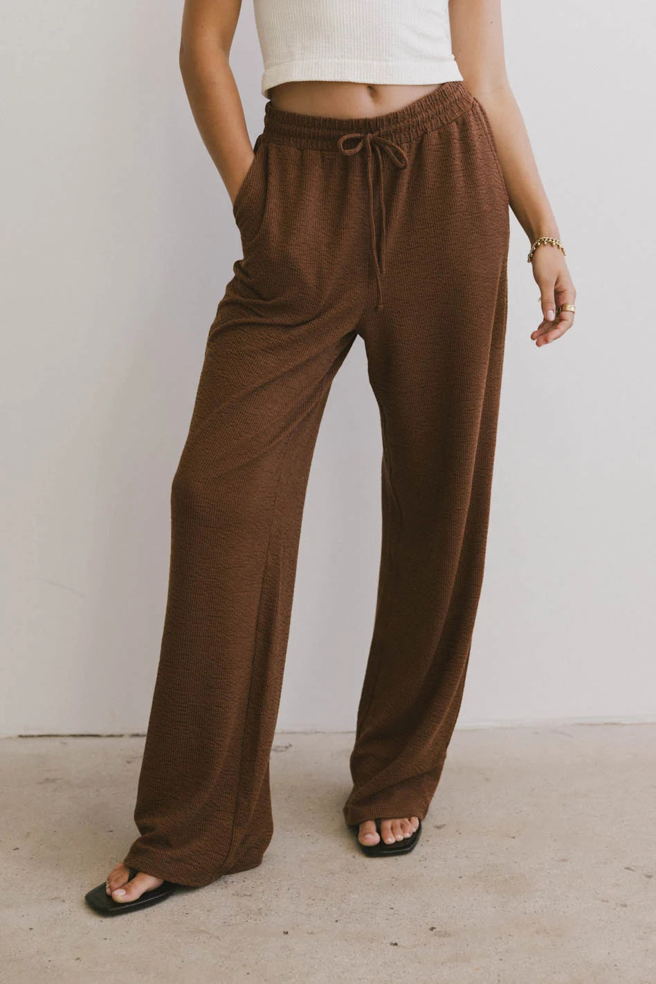 Etta Wide Leg Pants for Women - High Waisted Comfortable Terra Cotta Casual Pants - Perfect for Office, Travel and Everyday Wear
