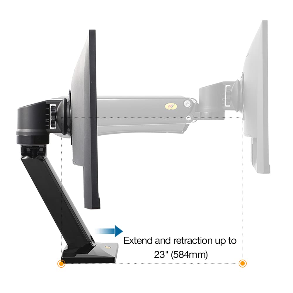 North Bayou Heavy Duty Monitor Arm Desk Mount - Full Motion Adjustable Stand for 24-42 Inch Screens (4.4-33 lbs Weight Capacity) - Ergonomic Gaming & Office Monitor Stand (Model NB45-B) - Perfect for Workstations, Home Offices & Gaming Setups