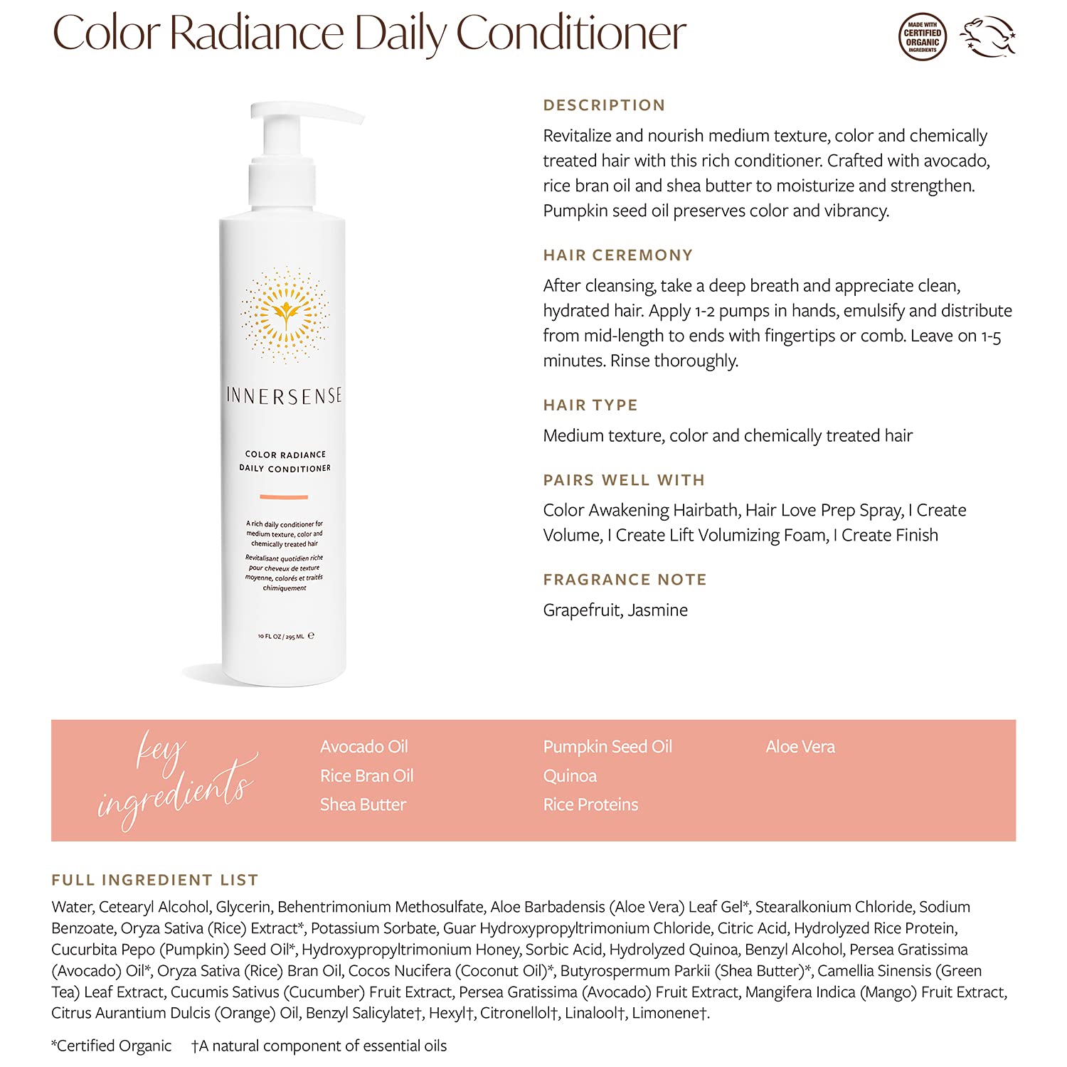 INNERSENSE Organic Beauty - Natural Color Awakening Hairbath Shampoo & Daily Conditioner Set | 32oz Sulfate-Free, Vegan, Cruelty-Free Clean Hair Care for Color-Treated Hair | Perfect for Daily Use & Salon-Quality Results at Home