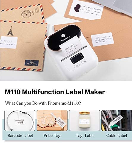 Phomemo M110 Bluetooth Thermal Label Printer with 3 Rolls (1.96