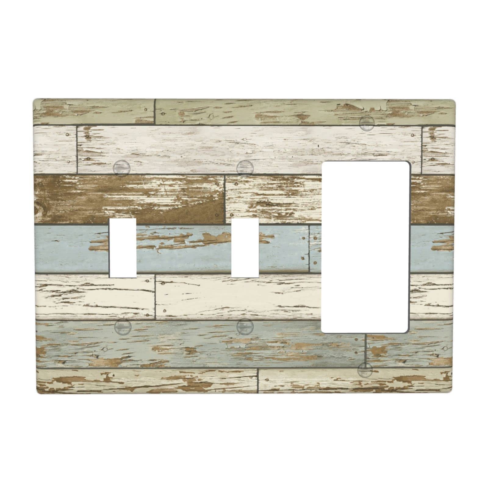 Farmhouse Style 3 Gang Wall Plate with 2 Toggle & 1 Rocker Switch - Standard Size 4.5